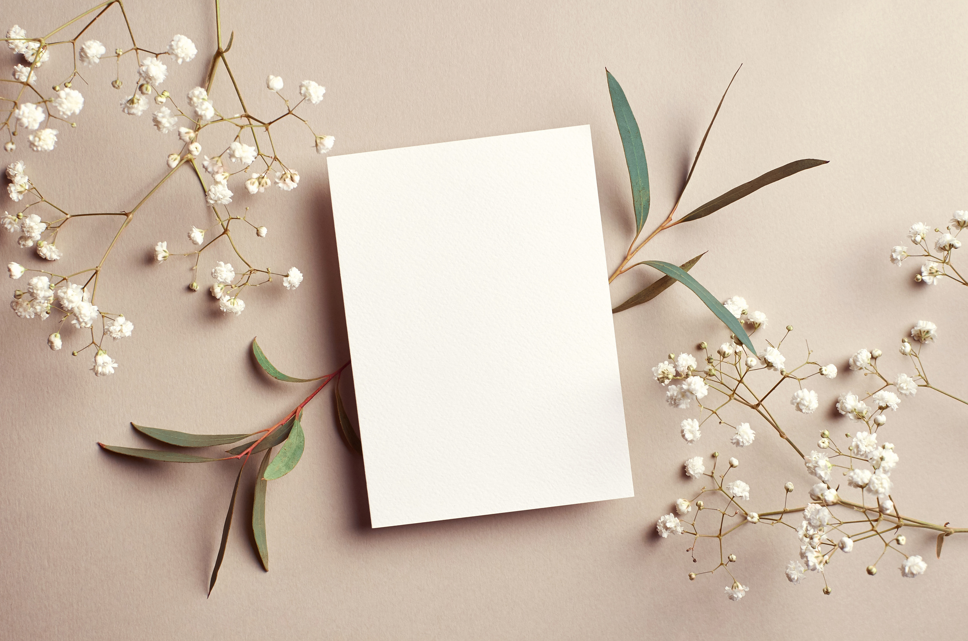 Wedding Invitation or Greeting Card Mockup with Floral Decoration